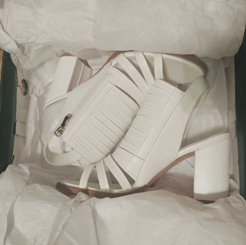 White Chunky heels